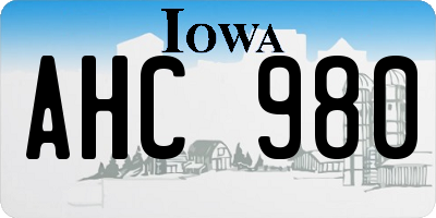 IA license plate AHC980