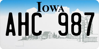 IA license plate AHC987