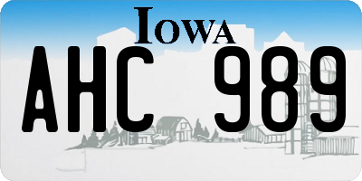 IA license plate AHC989