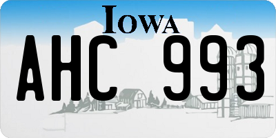 IA license plate AHC993