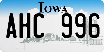 IA license plate AHC996