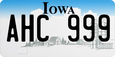 IA license plate AHC999