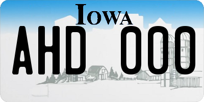 IA license plate AHD000