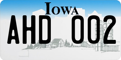 IA license plate AHD002