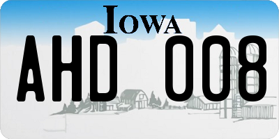 IA license plate AHD008