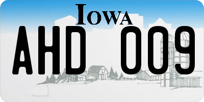 IA license plate AHD009