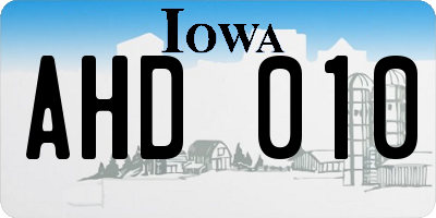IA license plate AHD010