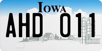 IA license plate AHD011