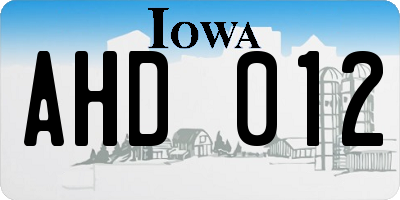 IA license plate AHD012