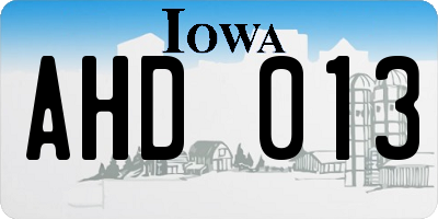 IA license plate AHD013