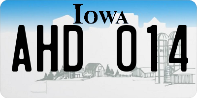 IA license plate AHD014
