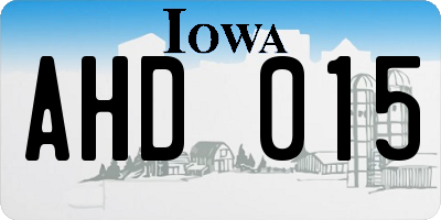 IA license plate AHD015