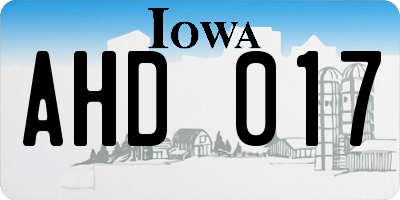 IA license plate AHD017