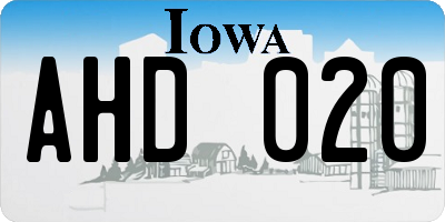 IA license plate AHD020