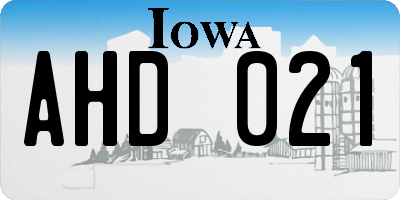 IA license plate AHD021