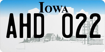 IA license plate AHD022