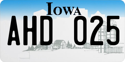 IA license plate AHD025