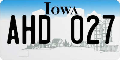 IA license plate AHD027