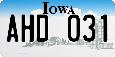 IA license plate AHD031