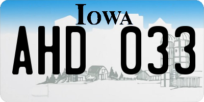 IA license plate AHD033