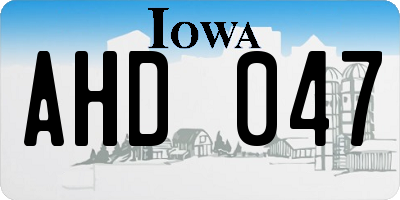 IA license plate AHD047