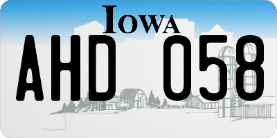 IA license plate AHD058