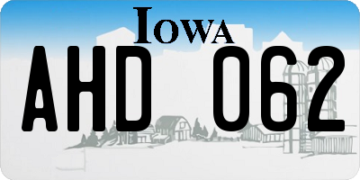 IA license plate AHD062