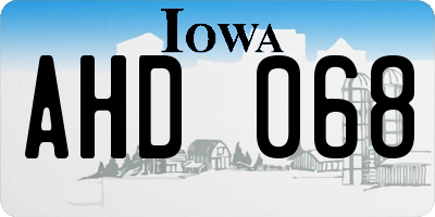 IA license plate AHD068