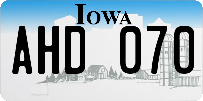IA license plate AHD070