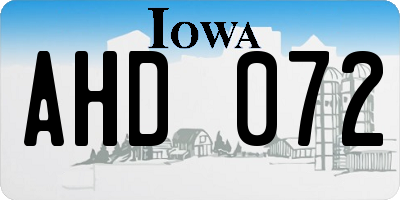 IA license plate AHD072