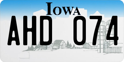 IA license plate AHD074