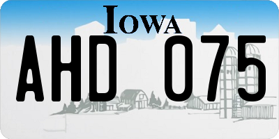 IA license plate AHD075