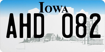 IA license plate AHD082