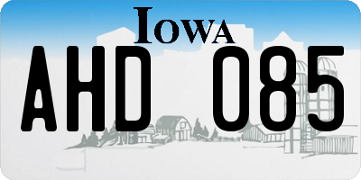 IA license plate AHD085
