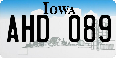 IA license plate AHD089