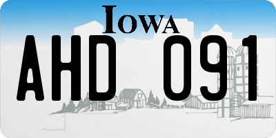IA license plate AHD091