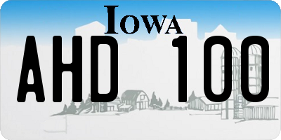 IA license plate AHD100