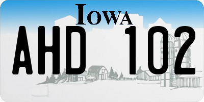 IA license plate AHD102