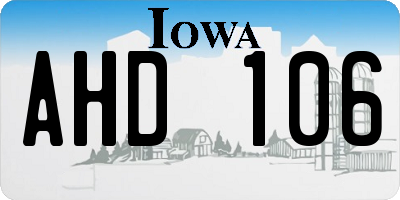 IA license plate AHD106