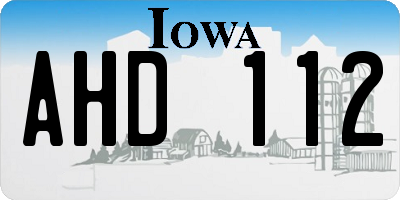 IA license plate AHD112