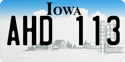 IA license plate AHD113