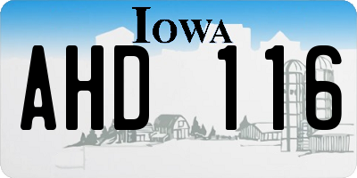 IA license plate AHD116