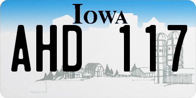 IA license plate AHD117