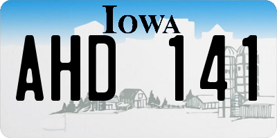 IA license plate AHD141