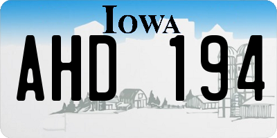 IA license plate AHD194