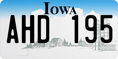 IA license plate AHD195