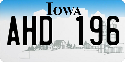 IA license plate AHD196