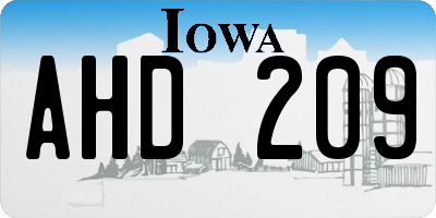 IA license plate AHD209
