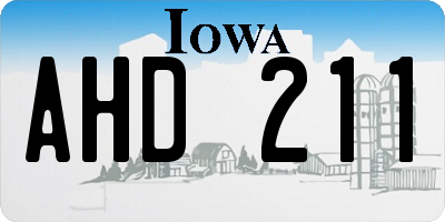 IA license plate AHD211