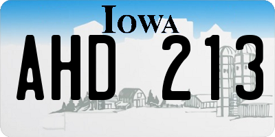 IA license plate AHD213